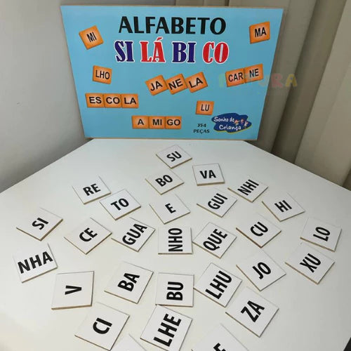 Alfabeto Silábico 354 Peças Madeira