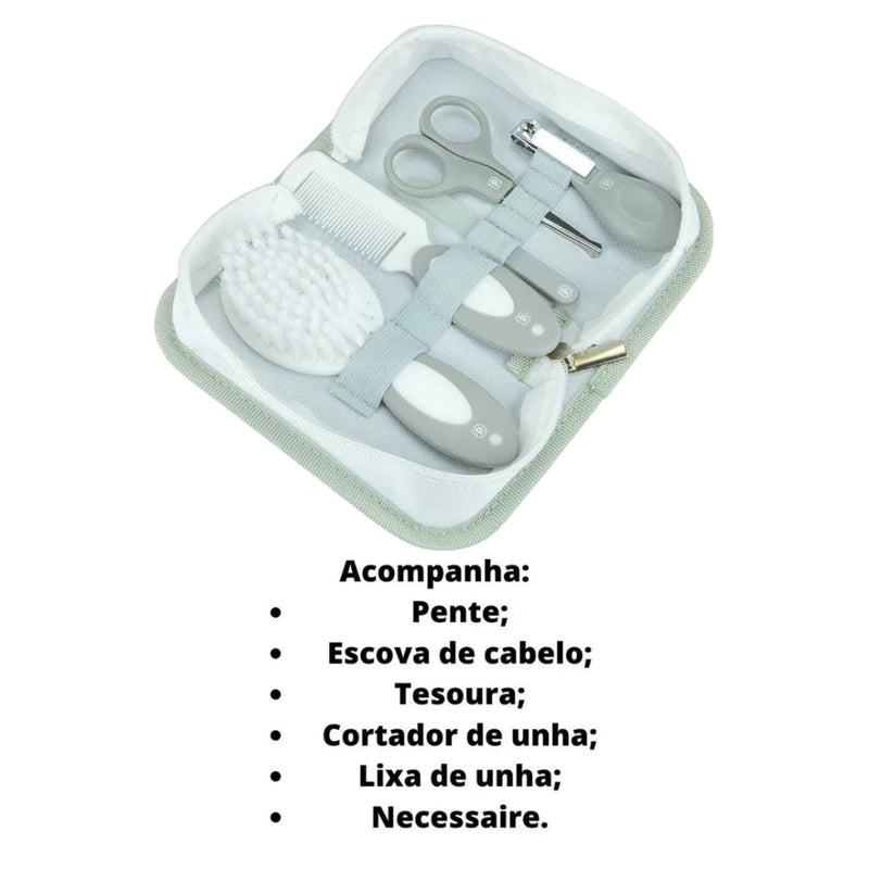 Kit Higiene E Cuidados Para Bebê 5 Peças com Necessaire Pimpolho