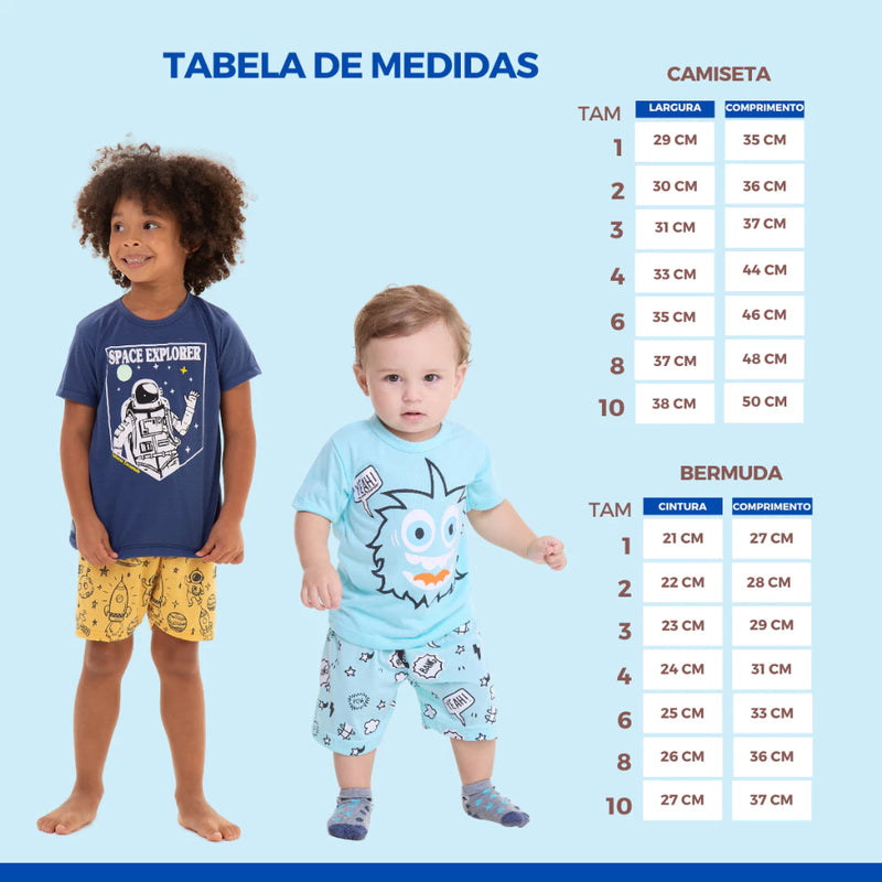 Kit Sortido 3 Pijamas Curto para Meninos