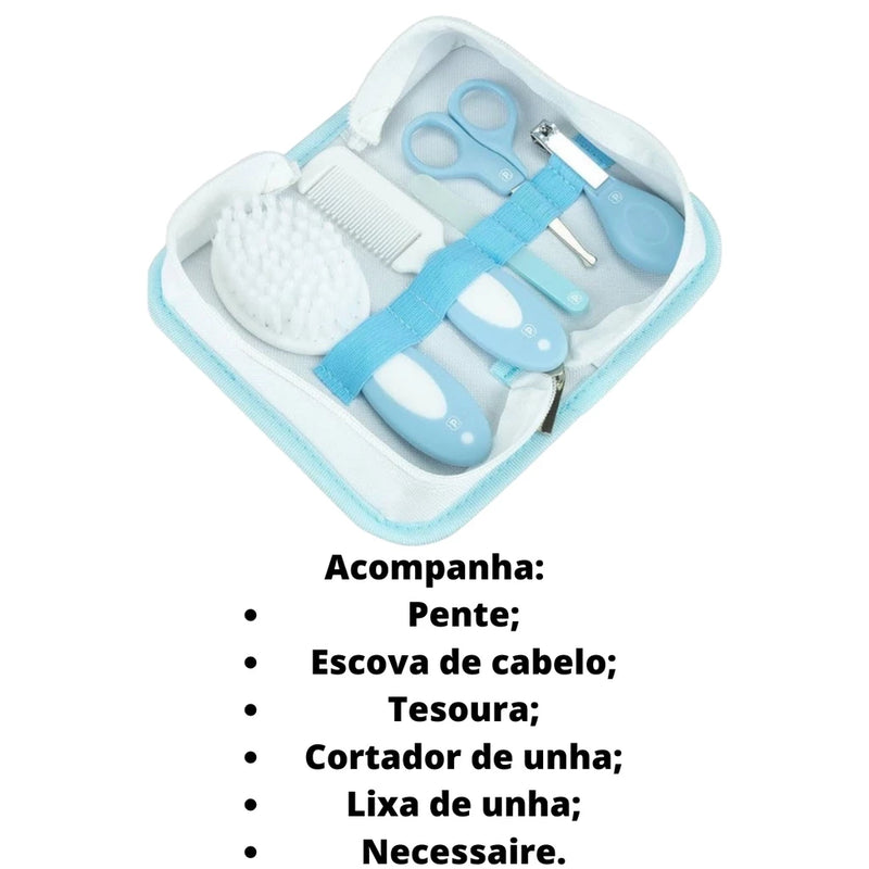 Kit Higiene E Cuidados Para Bebê 5 Peças com Necessaire Pimpolho