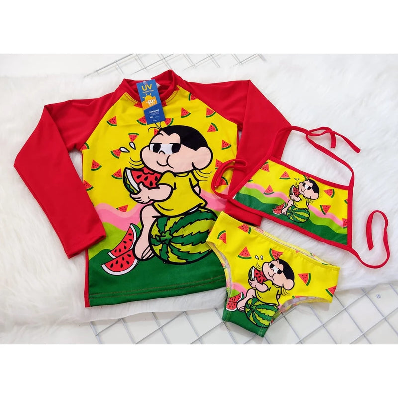 Biquini Infantil com Blusa Proteção Solar Infantil Manga Longa UV50