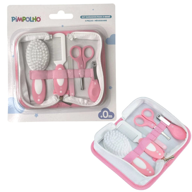 Kit Higiene E Cuidados Para Bebê 5 Peças com Necessaire Pimpolho