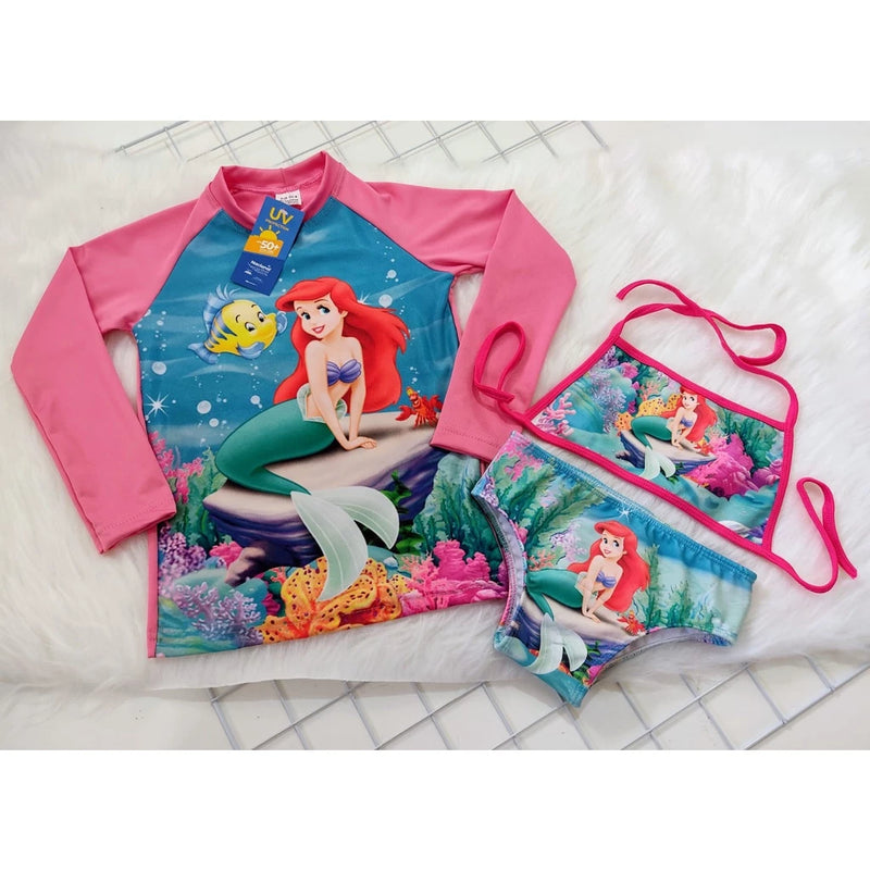 Biquini Infantil com Blusa Proteção Solar Infantil Manga Longa UV50