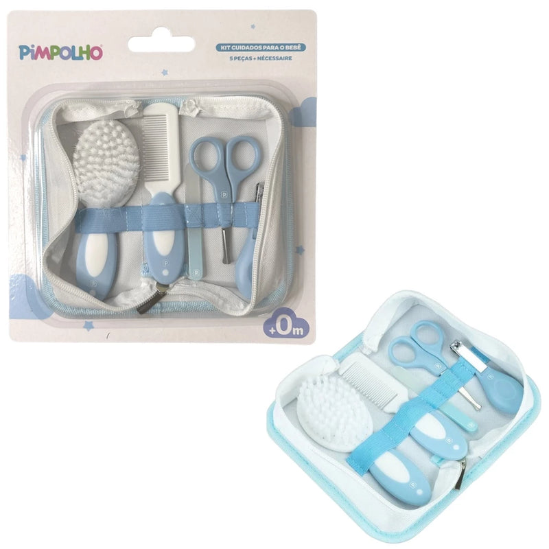 Kit Higiene E Cuidados Para Bebê 5 Peças com Necessaire Pimpolho